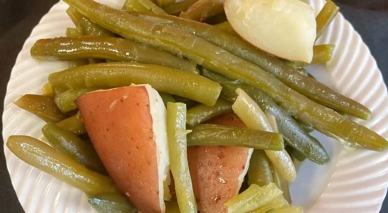 Green Beans with Potatoes Serves 18-20.